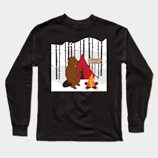 Brown bear winter camping Long Sleeve T-Shirt